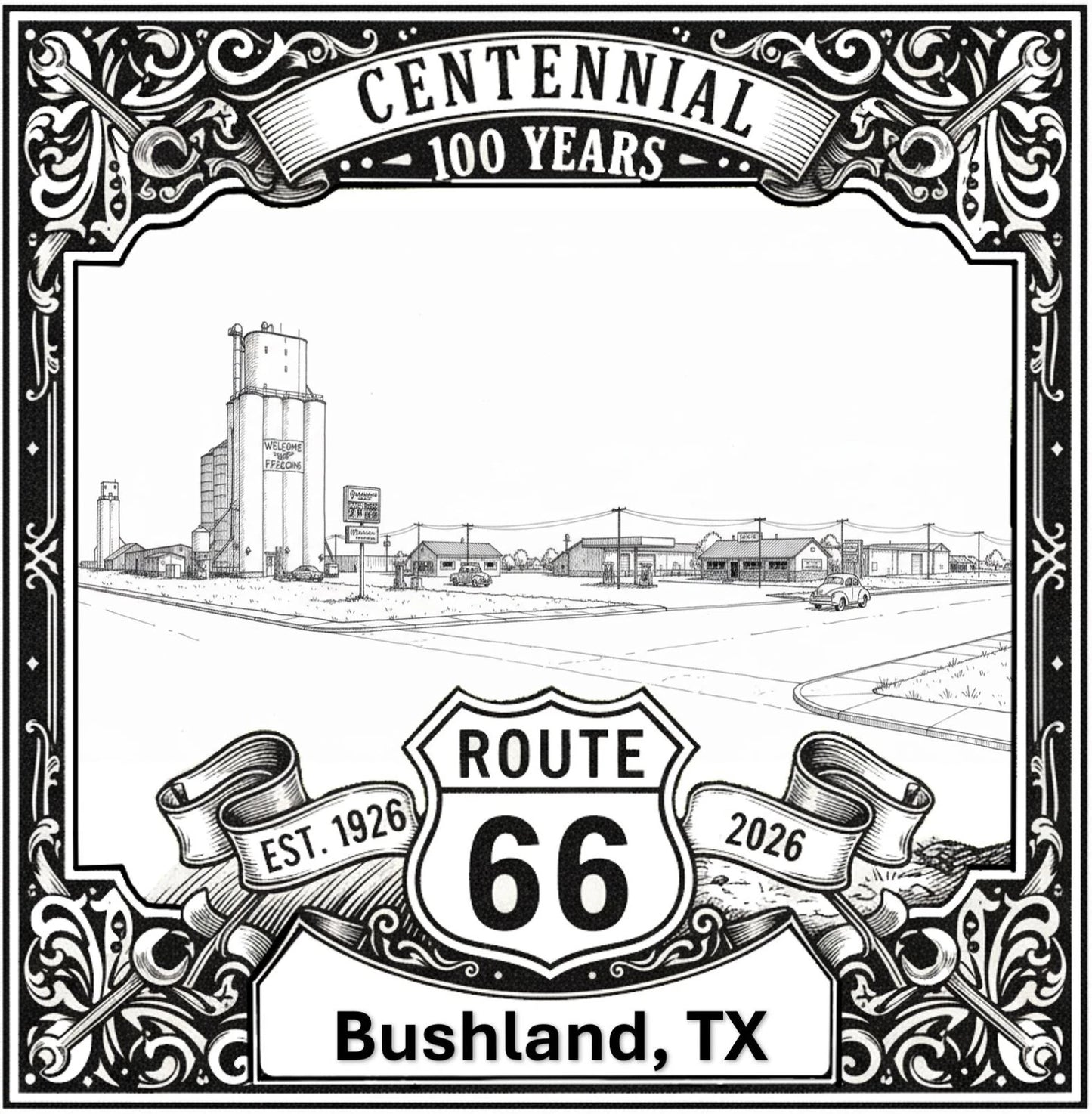 Bushland Route 66 Texas Wall Art