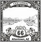 Laser-engraved design of Allentown, Arizona for Route 66 Centennial