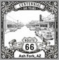 Laser-engraved design of Ash Fork, Arizona for Route 66 Centennial