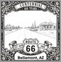 Laser-engraved design of Bellemont, Arizona for Route 66 Centennial