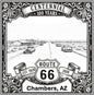 Laser-engraved design of Chambers, Arizona for Route 66 Centennial
