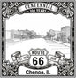 Laser-engraved design of Chenoa, Illinois for Route 66 Centennial