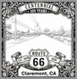 Laser-engraved design of Claremont, California for Route 66 Centennial