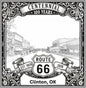 Laser-engraved design of Clinton, Oklahoma for Route 66 Centennial