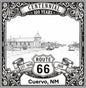 Laser-engraved design of Cuervo, New Mexico for Route 66 Centennial