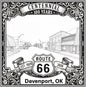 Laser-engraved design of Davenport, Oklahoma for Route 66 Centennial
