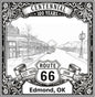 Laser-engraved design of Edmond, Oklahoma for Route 66 Centennial