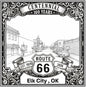 Laser-engraved design of Elk City, Oklahoma for Route 66 Centennial