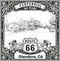 Laser-engraved design of Glendora, California for Route 66 Centennial