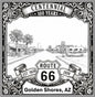 Laser-engraved design of Golden Shores, Arizona for Route 66 Centennial