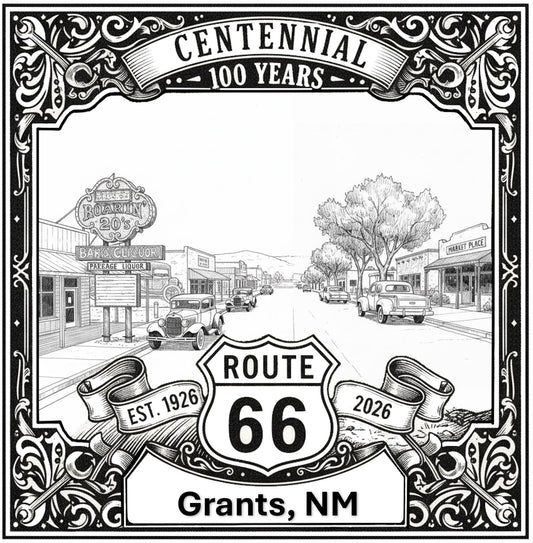 Laser-engraved design of Grants, New Mexico for Route 66 Centennial