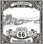 Laser-engraved design of Hackberry, Arizona for Route 66 Centennial