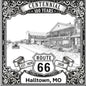 Laser-engraved design of Halltown, Missouri for Route 66 Centennial