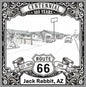 Laser-engraved design of Jack Rabbit Trading Post in Arizona for Route 66 Centennial