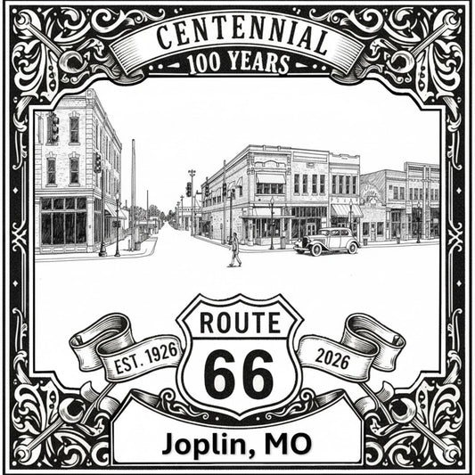 Laser-engraved design of Joplin, Missouri for Route 66 Centennial