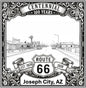 Laser-engraved design of Joseph City, Arizona for Route 66 Centennial