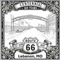 Laser-engraved design of Lebanon, Missouri for Route 66 Centennial