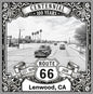 Laser-engraved design of Lenwood, California for Route 66 Centennial