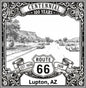 Laser-engraved design of Lupton, Arizona for Route 66 Centennial