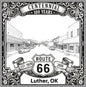 Laser-engraved design of Luther, Oklahoma for Route 66 Centennial