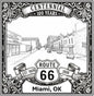 Laser-engraved design of Miami, Oklahoma for Route 66 Centennial