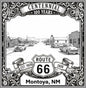Laser-engraved design of Montoya, New Mexico for Route 66 Centennial