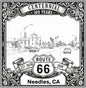 Laser-engraved design of Needles, California for Route 66 Centennial