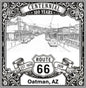 Laser-engraved design of Oatman, Arizona for Route 66 Centennial