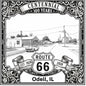 Laser-engraved design of Odell, Illinois for Route 66 Centennial