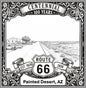 Laser-engraved design of Painted Desert, Arizona for Route 66 Centennial
