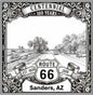 Laser-engraved design of Sanders, Arizona for Route 66 Centennial