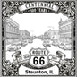 Laser-engraved design of Staunton, Illinois for Route 66 Centennial
