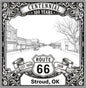 Laser-engraved design of Stroud, Oklahoma for Route 66 Centennial