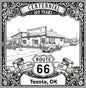 Laser-engraved design of Texola, Oklahoma for Route 66 Centennial
