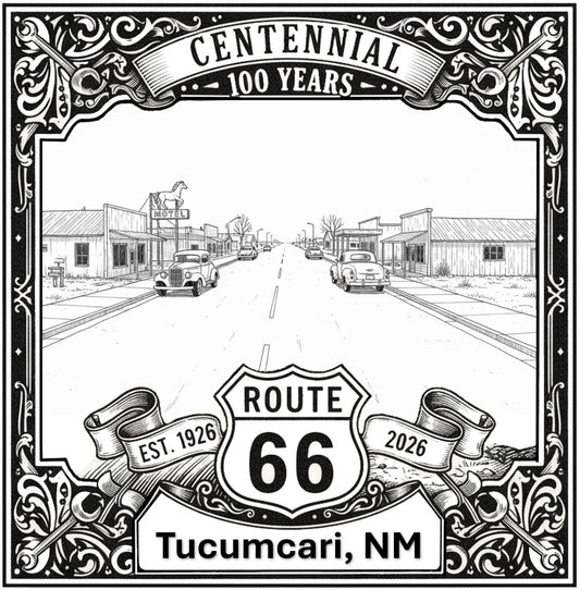 Laser-engraved design of Tucumcari, New Mexico for Route 66 Centennial