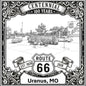 Laser-engraved design of Uranus, Missouri for Route 66 Centennial
