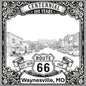 Laser-engraved design of Waynesville, Missouri for Route 66 Centennial