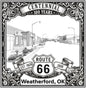 Laser-engraved design of Weatherford, Oklahoma for Route 66 Centennial