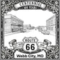 Laser-engraved design of Webb City, Missouri for Route 66 Centennial
