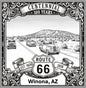 Laser-engraved design of Winona, Arizona for Route 66 Centennial