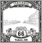 Laser-engraved design of Yukon, Oklahoma for Route 66 Centennial