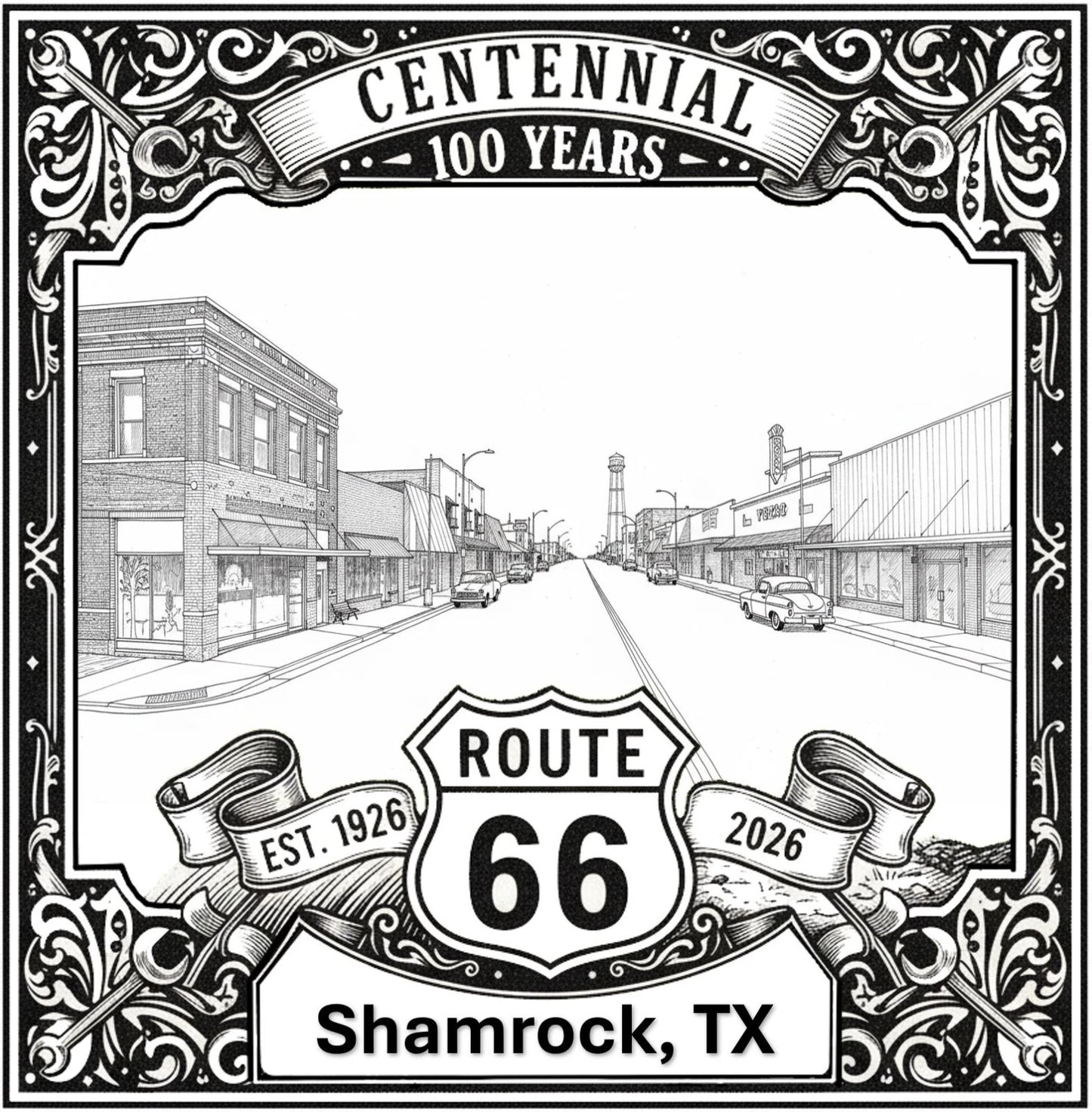 Shamrock Route 66 Texas Wall Art