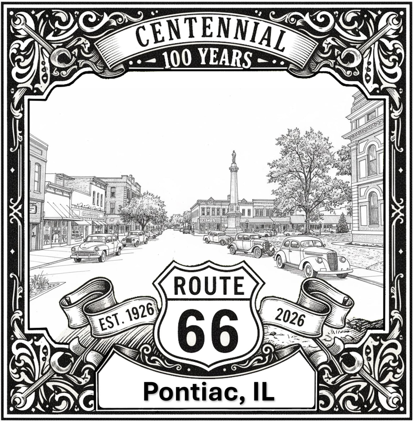 Pontiac Route 66 Illinois Wall Art