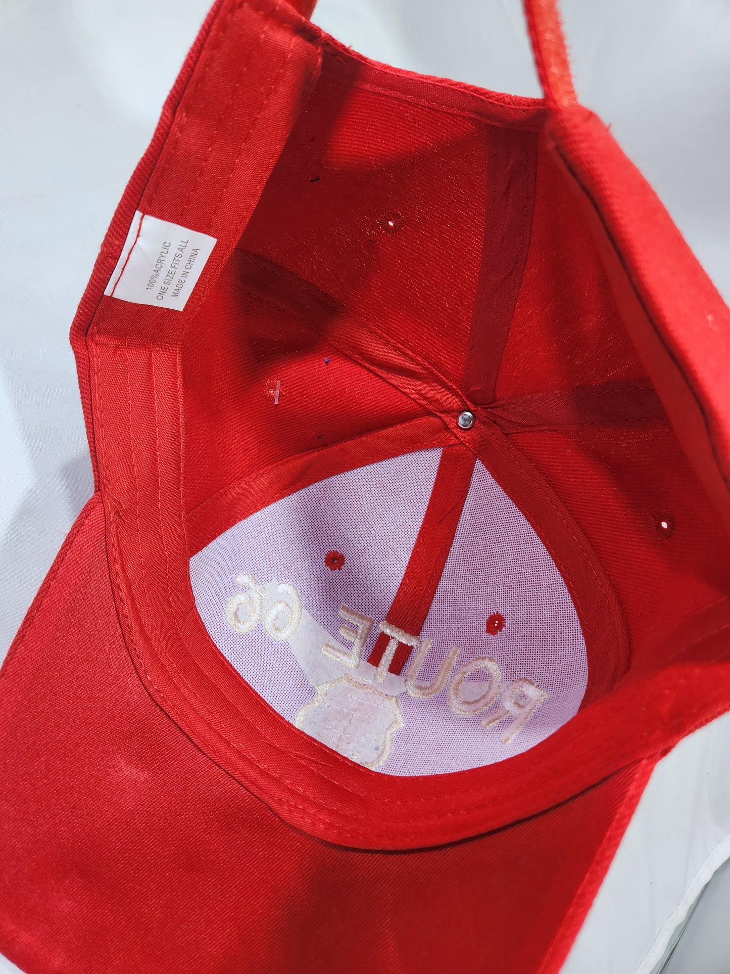 Route 66 Red Baseball Cap Embroidered Adjustable