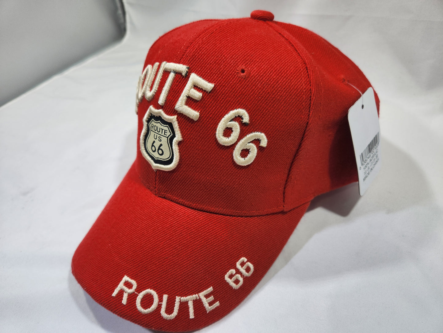 Route 66 Red Baseball Cap Embroidered Adjustable
