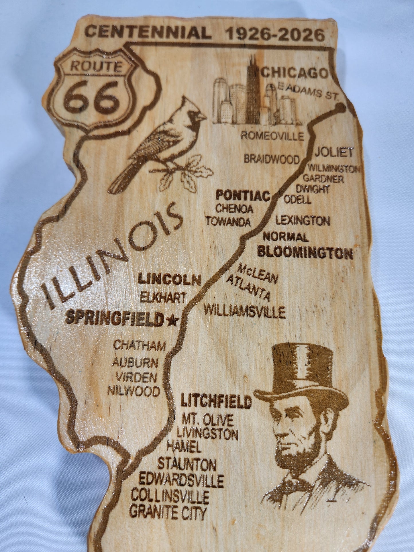 Route 66 Illinois Map Wall Art