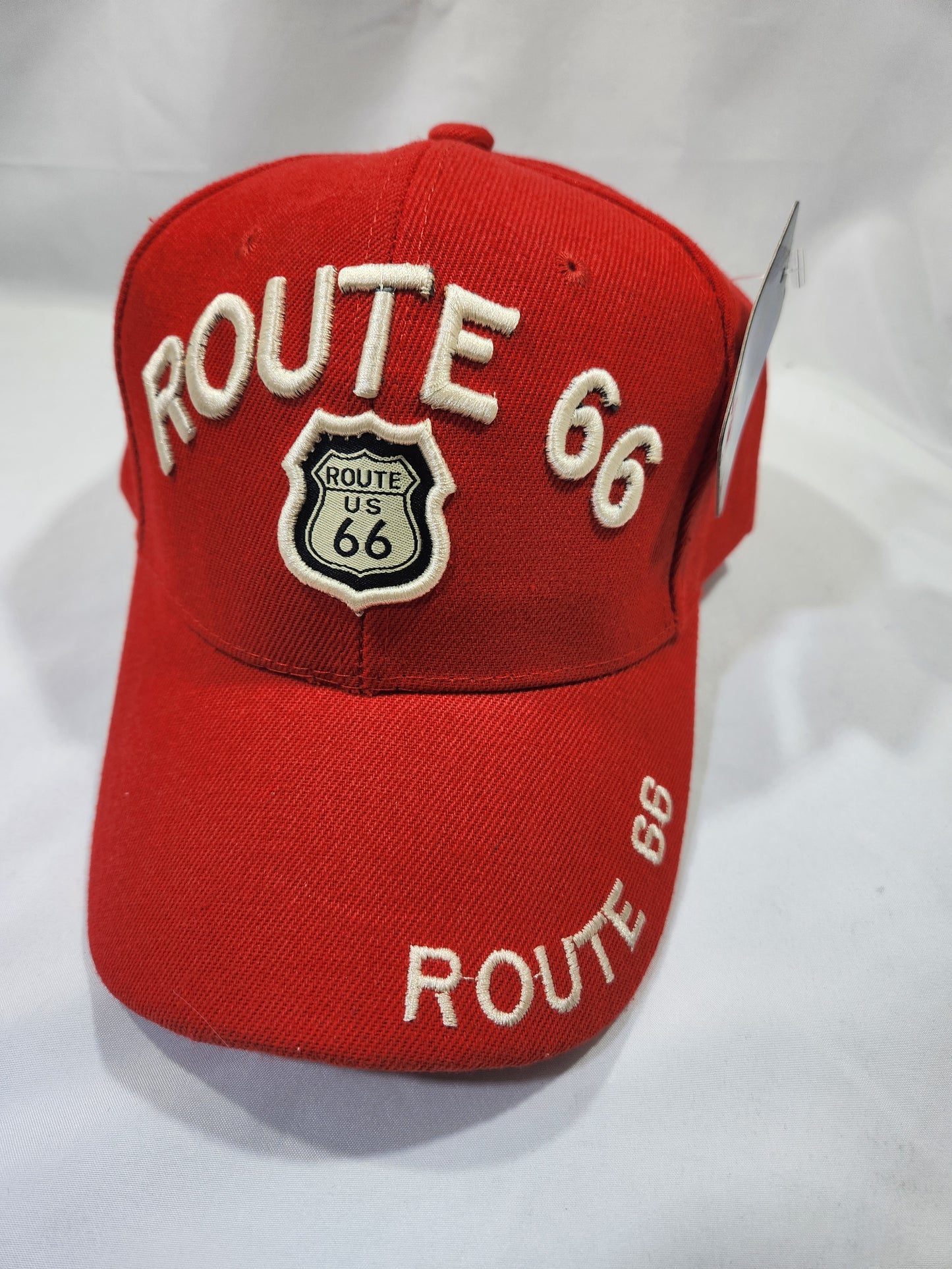 Route 66 Red Baseball Cap Embroidered Adjustable