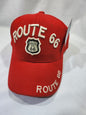 Route 66 Red Baseball Cap Embroidered Adjustable